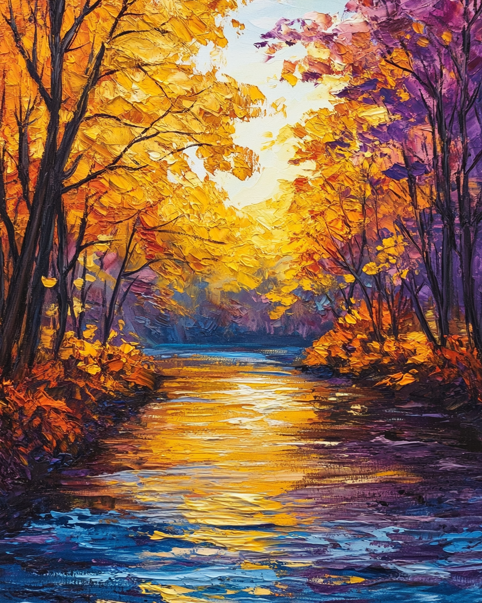 Yellow and Purple Leaf Trees Diamond Art Kit