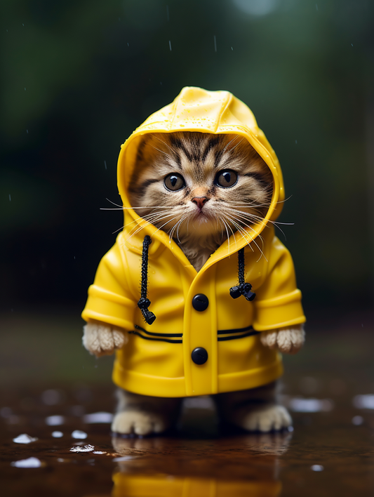 Yellow Raincoat Kitten Diamond Art Kit