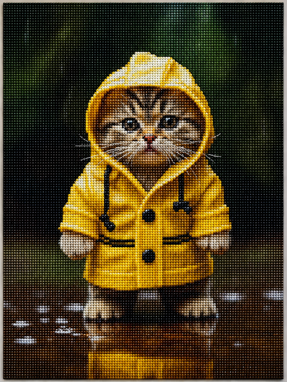 Yellow Raincoat Kitten Diamond Art Kit — diamond art kit canvas