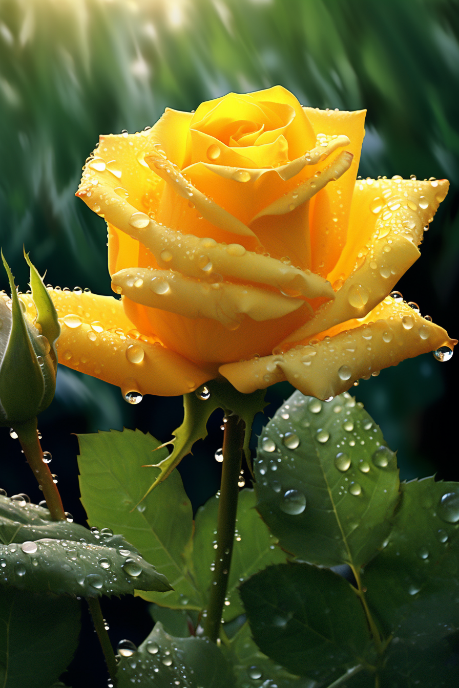 Yellow Rain Drop Rose Diamond Art Kit