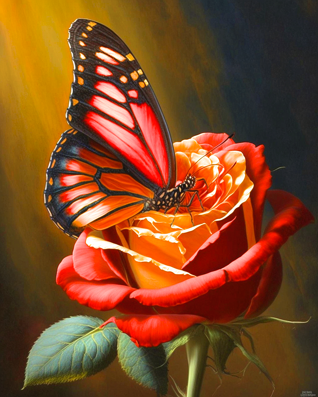 Yellow and Red Rose Butterfly Diamond Art Kit