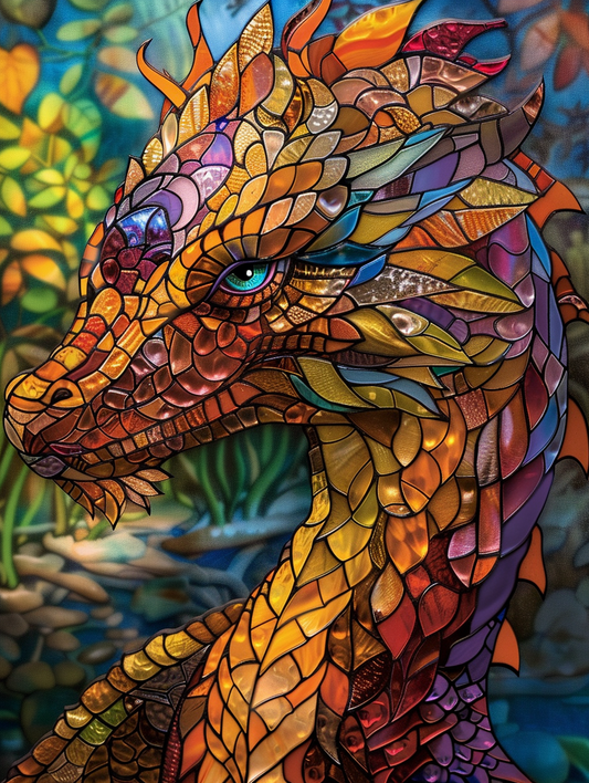 Yellow and Red Scale Abstract Dragon Diamond Art Kit