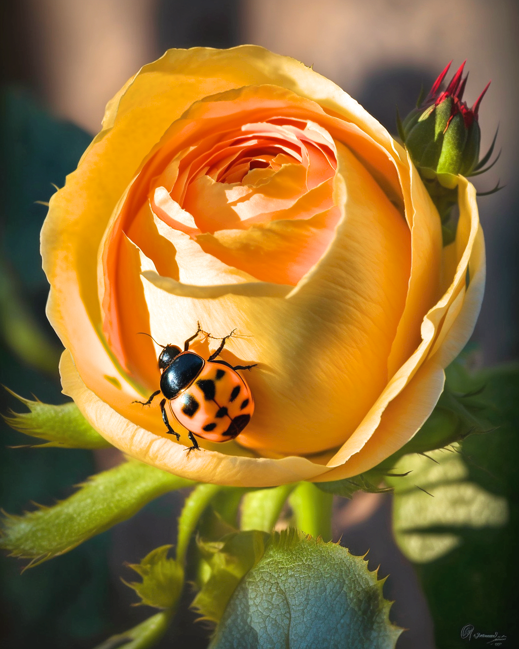 Yellow Rose and Lady Bug Diamond Art Kit