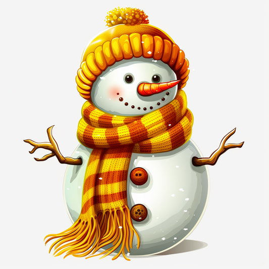 Yellow Scarf Snowman Diamond Art Kit