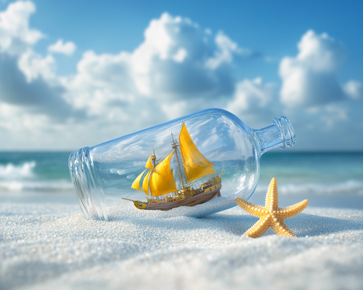 Yellow Ship in a Bottle Diamond Art Kit