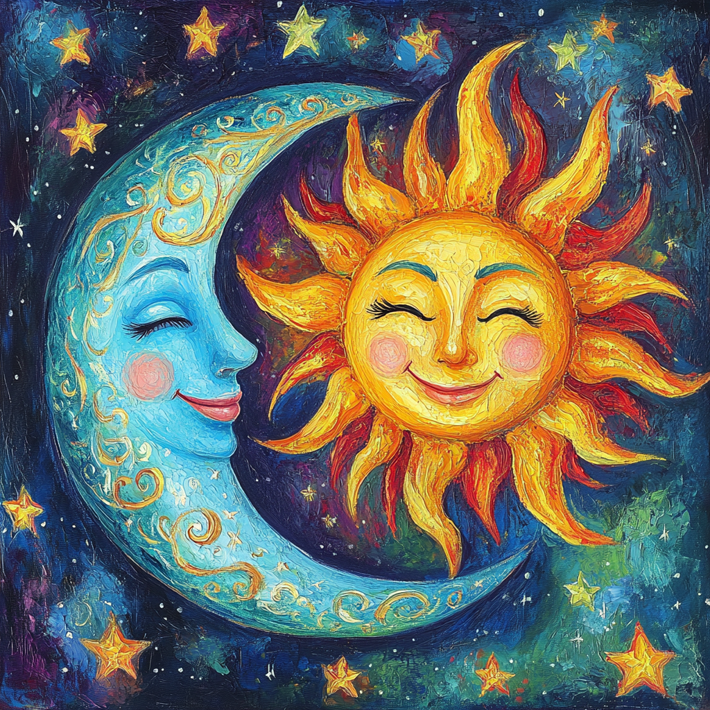 Yellow Sun and Blue Moon Diamond Art Kit