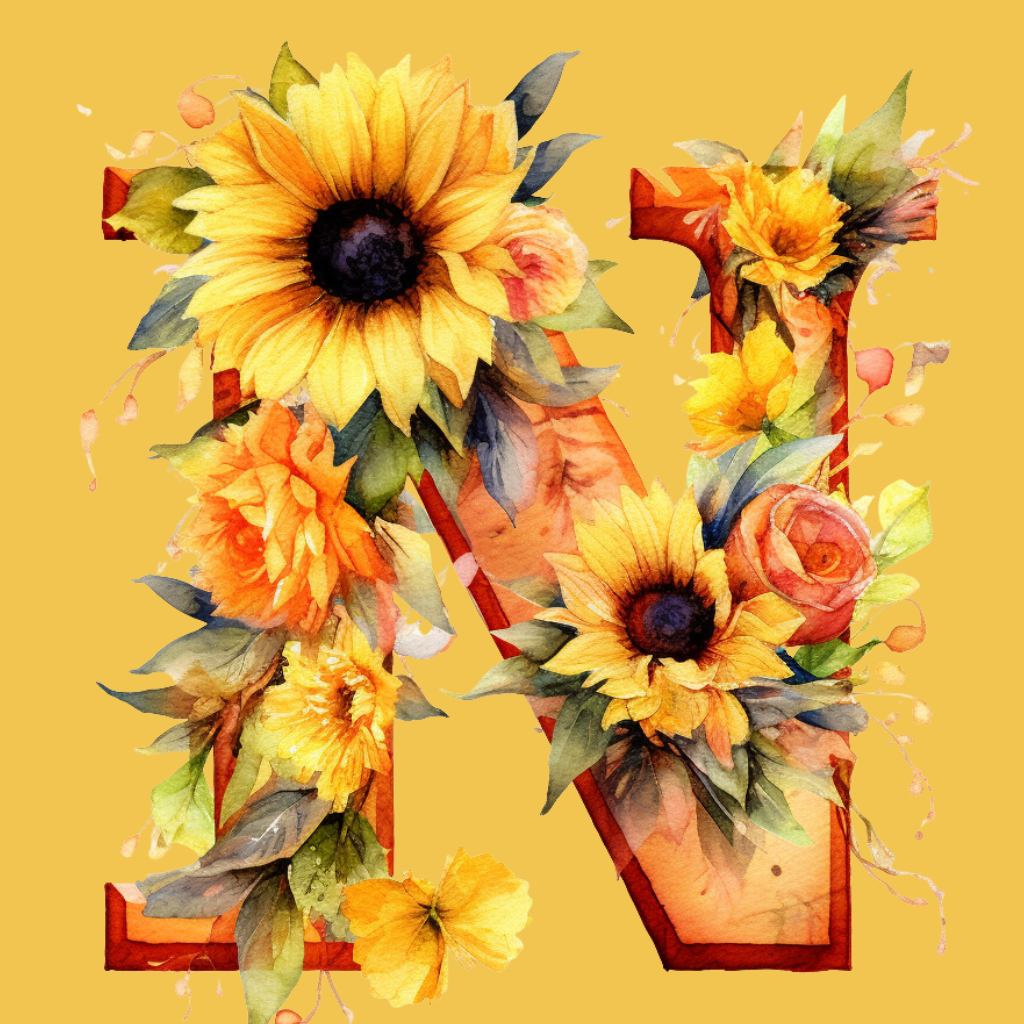Yellow Sunflower Letter N Diamond Art Kit