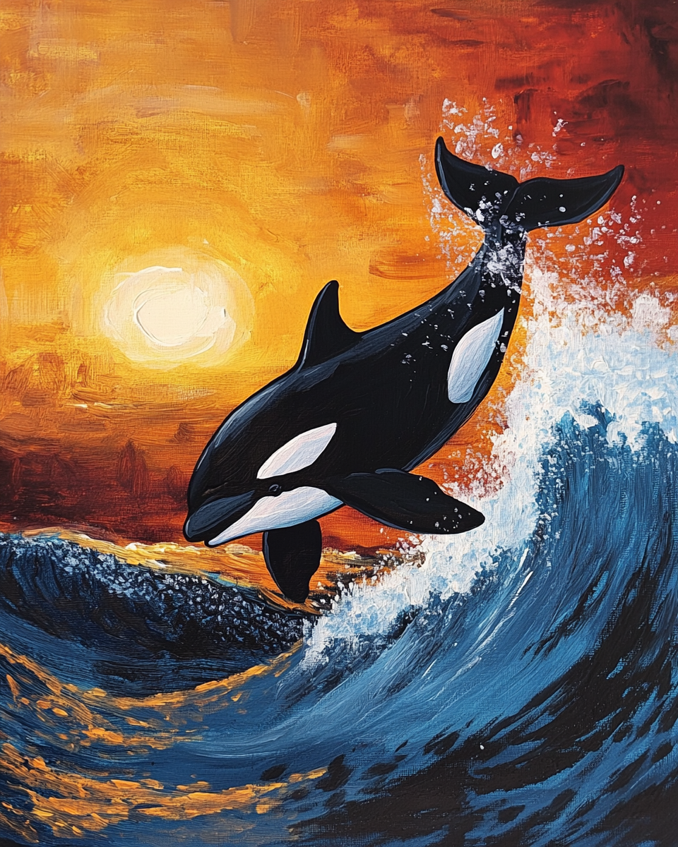 Yellow Sun Orca Diamond Art Kit
