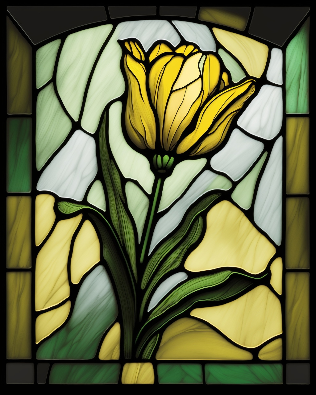 Yellow Tulip Abstract Panel Diamond Art Kit