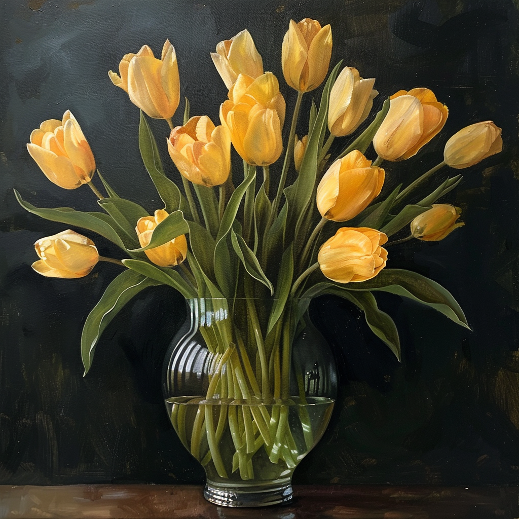 Yellow Tulips Glass Vase Diamond Art Kit