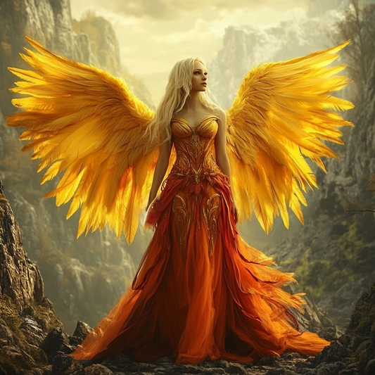 Yellow Wing Orange Dress Angel Diamond Art Kit