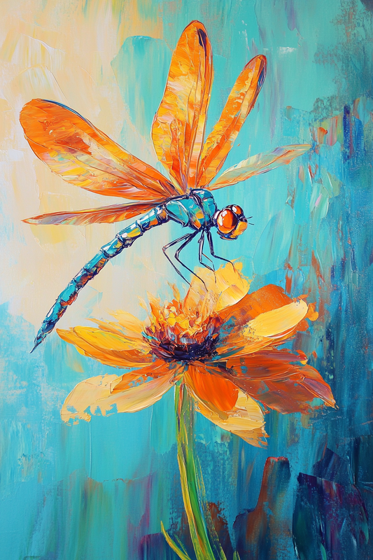 Yellow Wing and Flower Dragonfly Diamond Art Kit