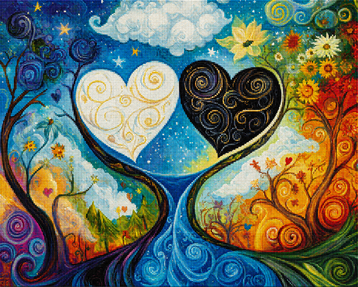 Yin and Yang Hearts Diamond Art Kit