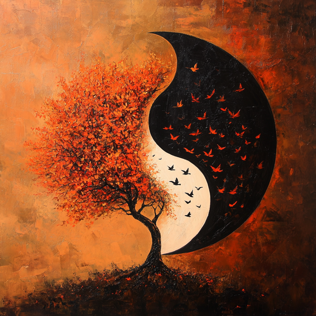 Yin and Yang Tree With Birds Diamond Art Kit
