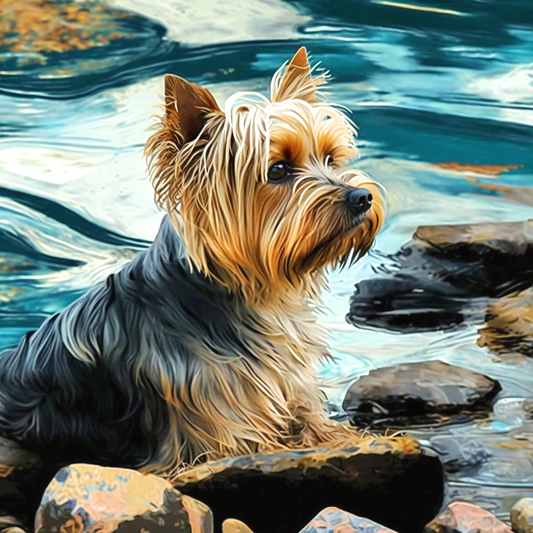 Yorkie By the Water Diamond Art Kit