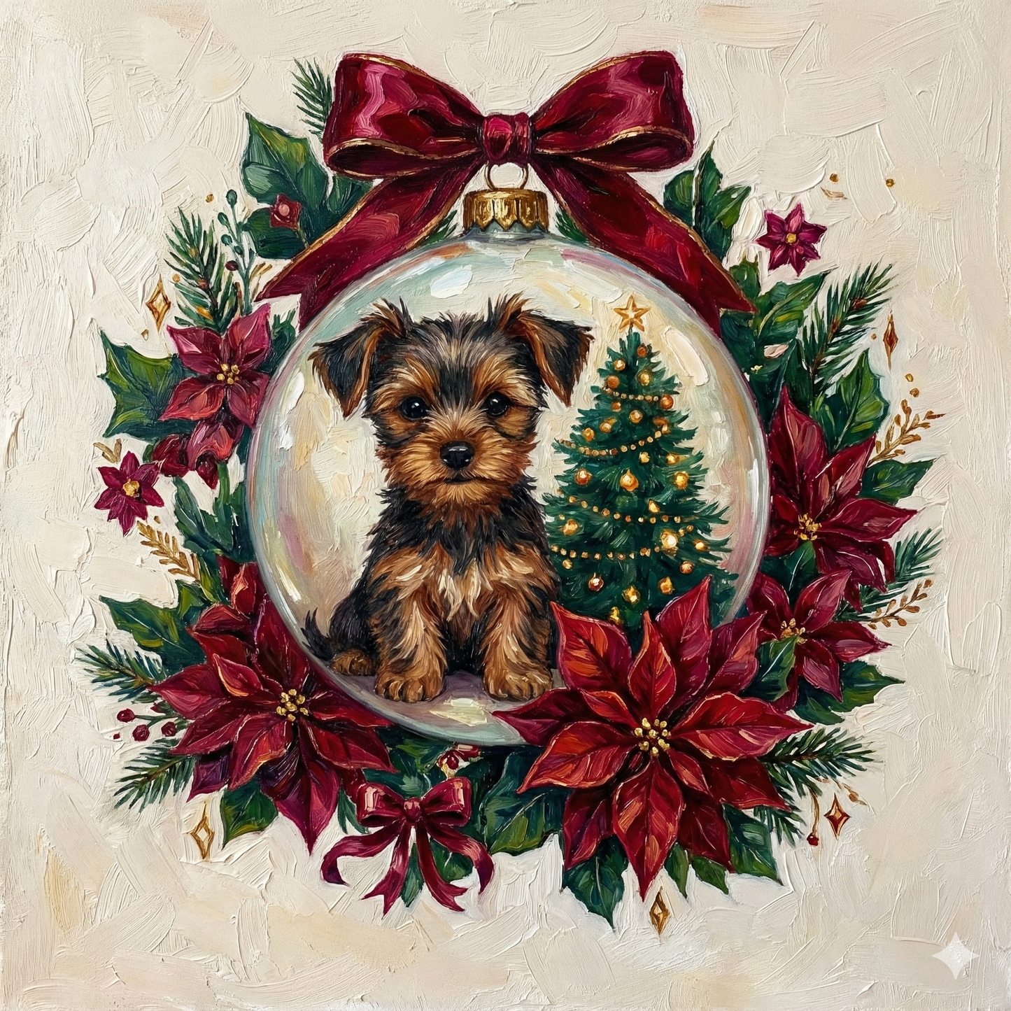 Yorkie Christmas Ornament Diamond Art Kit
