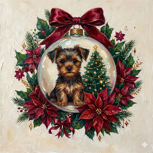 Yorkie Christmas Ornament Diamond Art Kit