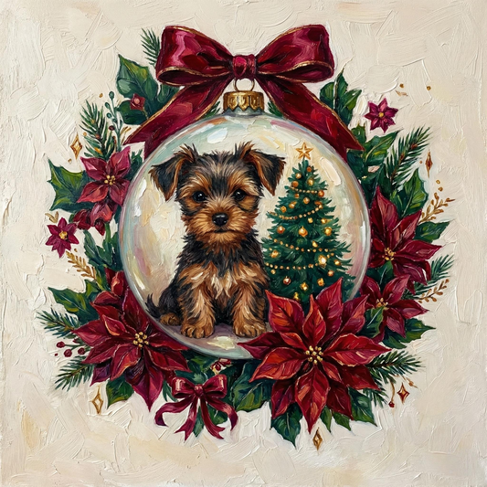 Yorkie Christmas Ornament Diamond Art Kit