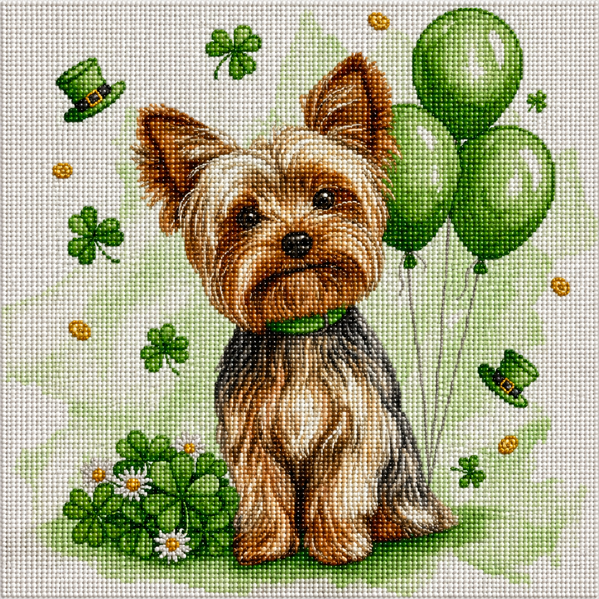 Yorkie St. Patrick's Day Diamond Art Kit — diamond art kit canvas