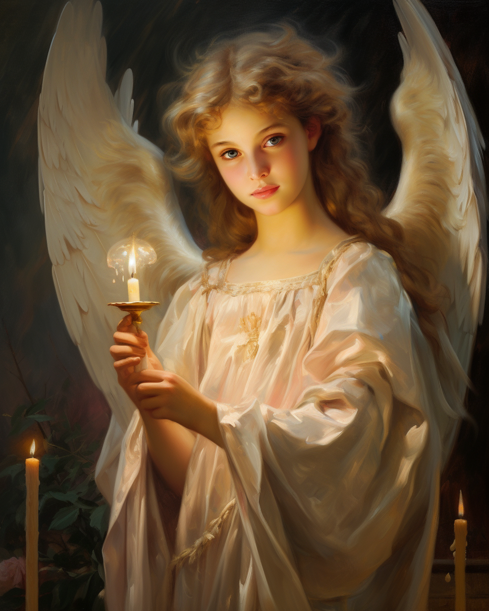Young Angel and Candle Glow Diamond Art Kit