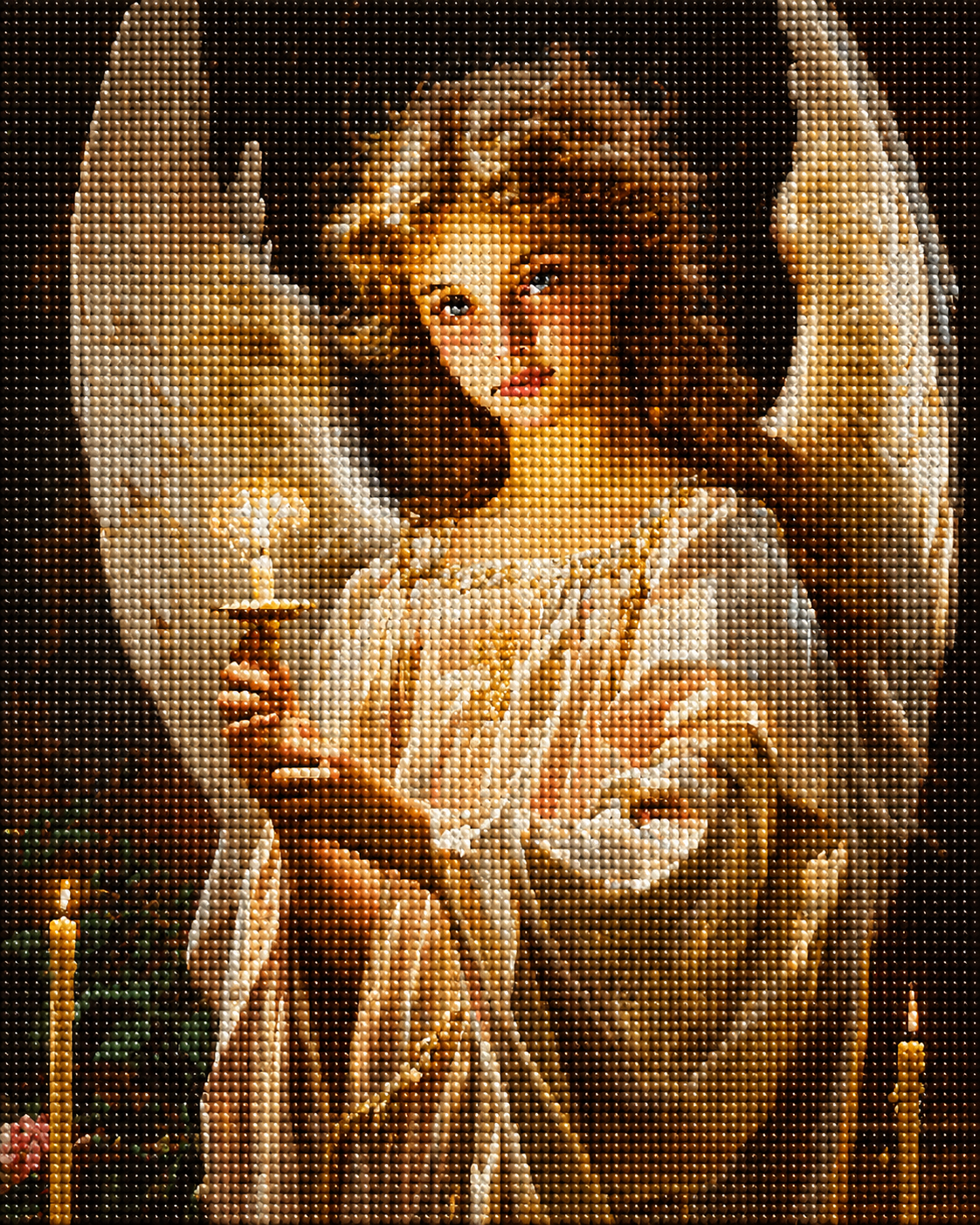 Young Angel and Candle Glow Diamond Art Kit