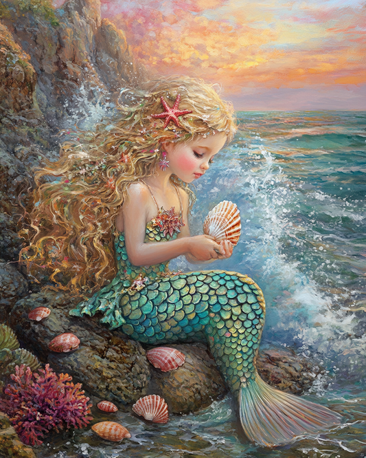 Young Mermaid Girl Diamond Art Kit