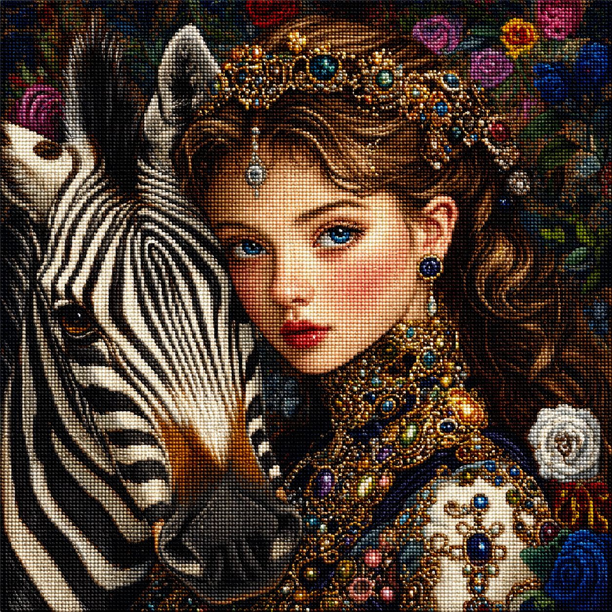 Young Princess and Zebra Diamond Art Kit
