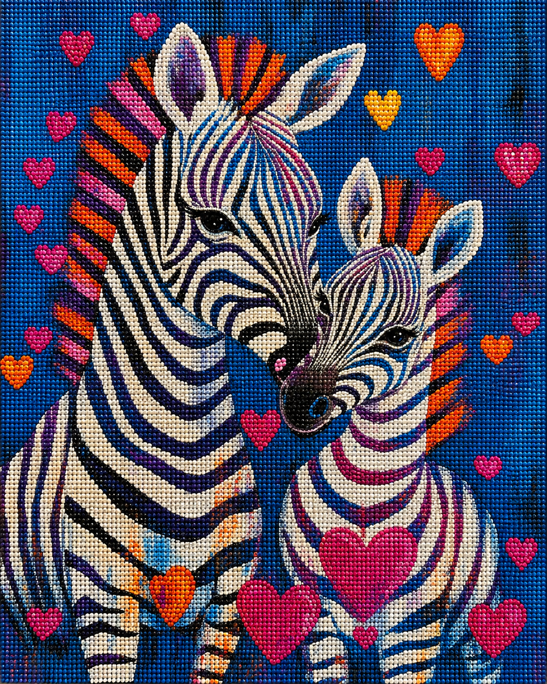 Zebra and Hearts Diamond Art Kit