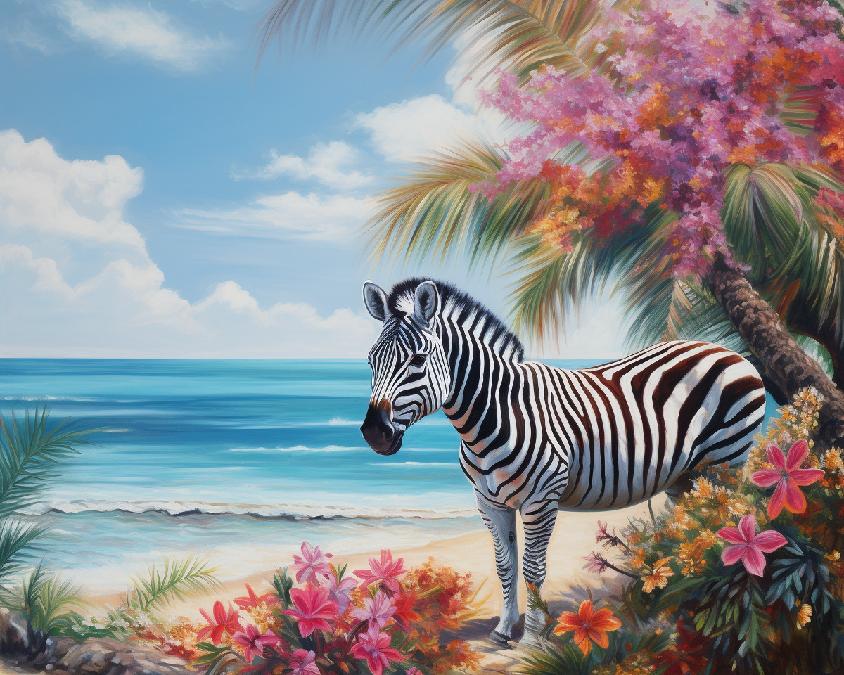 Zebra at the Beach Diamond Art Kit
