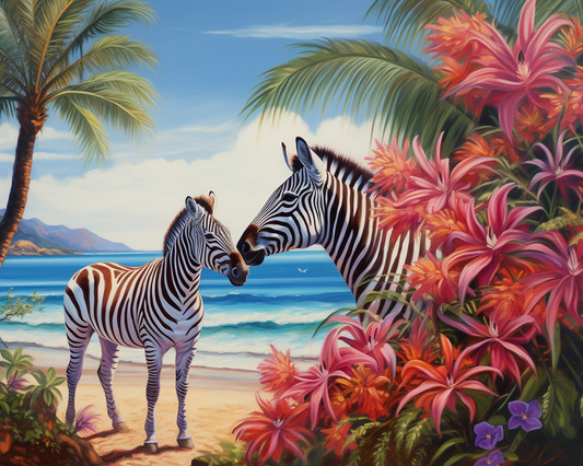 Zebras in the Flowers Diamond Art Kit