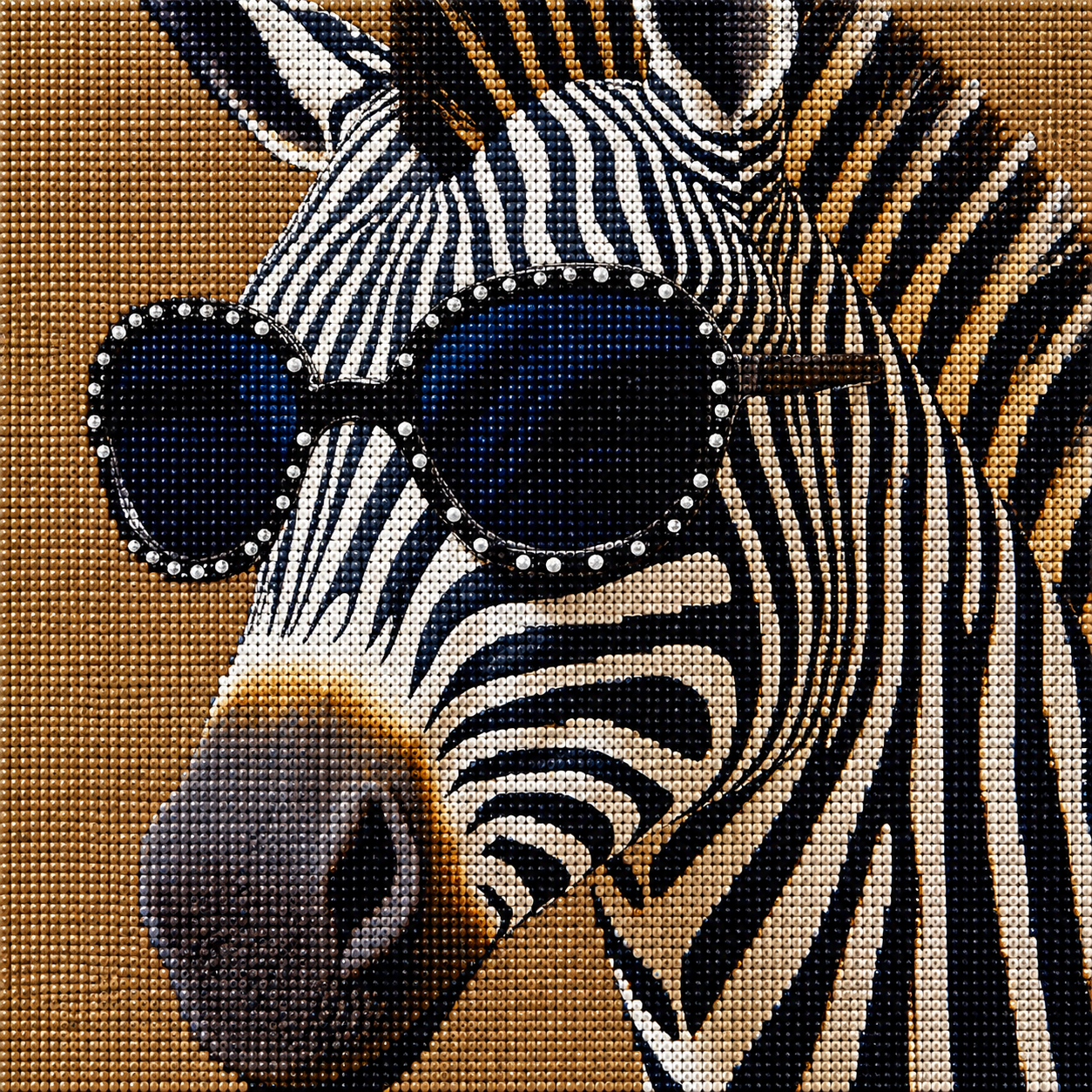 Zebra and Sunglasses Diamond Art Kit